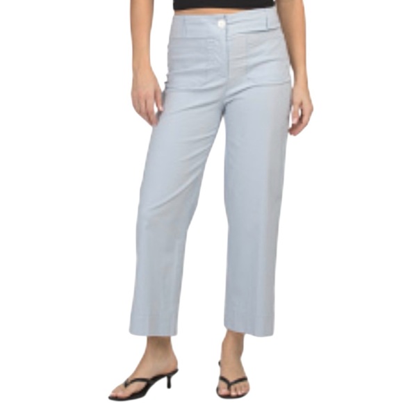 NWT Nicole Miller New York High-Rise Wide Leg Pants Size 4 Spring Blue Ankle - Picture 1 of 11